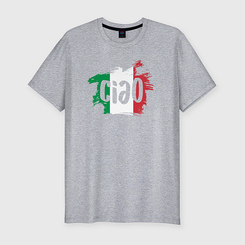 Мужская slim-футболка Привет Италия / Меланж – фото 1