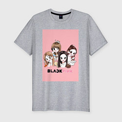 Футболка slim-fit Blackpink в мультяшном стиле, цвет: меланж