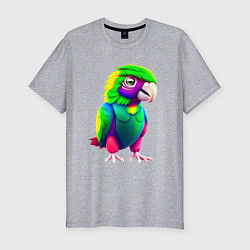 Футболка slim-fit Мультяшный попугай, цвет: меланж