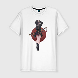 Футболка slim-fit Аниме девочка онна-бугэйся, цвет: белый