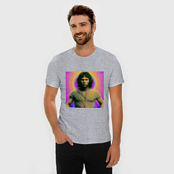 Футболка slim-fit Jim Morrison Galo Glitch Art, цвет: меланж — фото 2