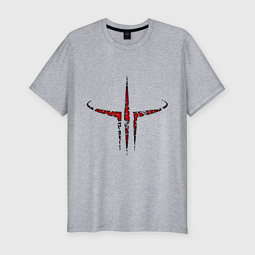 Мужская slim-футболка Quake III logo / Меланж – фото 1