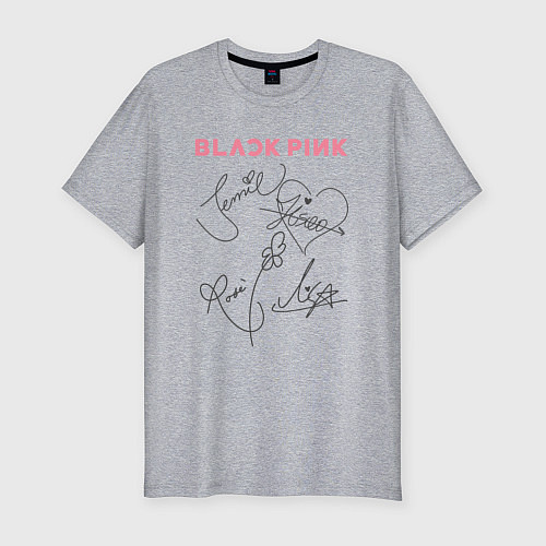 Мужская slim-футболка Blackpink автограф / Меланж – фото 1