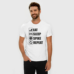 Футболка slim-fit Eat sleep spike, цвет: белый — фото 2