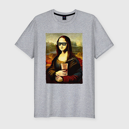 Мужская slim-футболка Мона Лиза с шаурмой / Меланж – фото 1