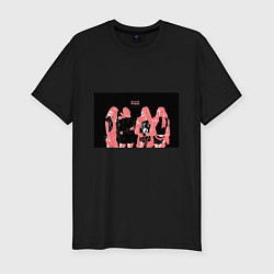 Мужская slim-футболка Группа BLACKPINK в ярко-розовых тонах