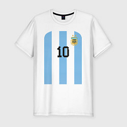 Футболка slim-fit Месси сборная Аргентины ЧМ 2022, цвет: белый