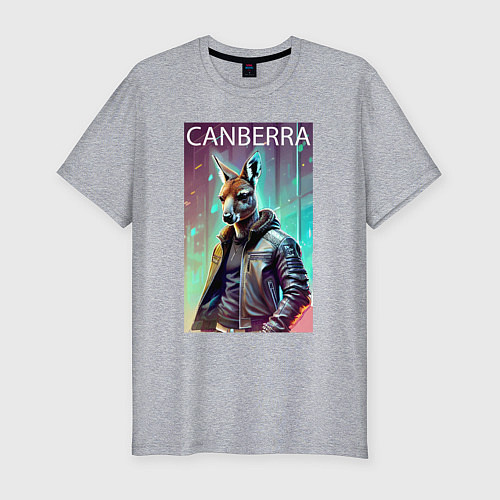 Мужская slim-футболка Кенгуру - Канберра - Австралия / Меланж – фото 1
