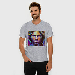 Футболка slim-fit Jim Morrison neon portrait art, цвет: меланж — фото 2