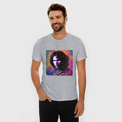 Футболка slim-fit Jim Morrison few color digital Art, цвет: меланж — фото 2