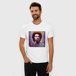Футболка slim-fit Jimi Hendrix digital glitch art, цвет: белый — фото 2