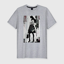 Мужская slim-футболка Городская волчица - Нью-Йорк - нейросеть