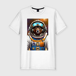 Футболка slim-fit Bear cool astronaut - neural network, цвет: белый