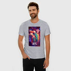 Футболка slim-fit BTS anime kpop style, цвет: меланж — фото 2