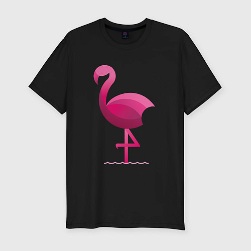 Мужская slim-футболка Фламинго минималистичный / Черный – фото 1