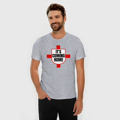 Мужская slim-футболка England coming home / Меланж – фото 3