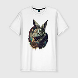Мужская slim-футболка Свирепый зайчара - нейросеть
