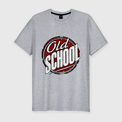 Мужская slim-футболка Old school sticker / Меланж – фото 1