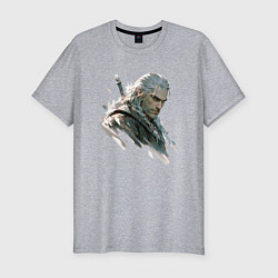 Мужская slim-футболка Портрет Ведьмака