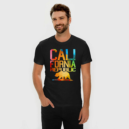 Мужская slim-футболка Republic California / Черный – фото 3