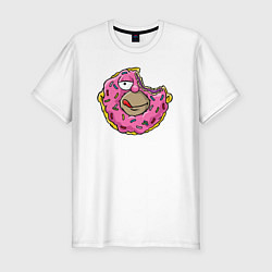 Мужская slim-футболка Гомер пончик