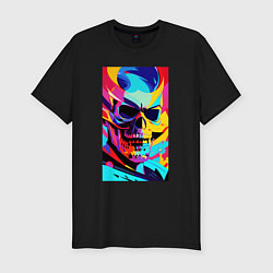 Мужская slim-футболка Cool skull - pop art