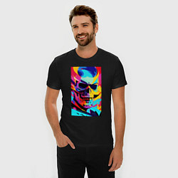 Футболка slim-fit Cool skull - pop art, цвет: черный — фото 2