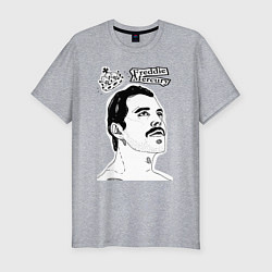 Мужская slim-футболка Freddie Mercury head