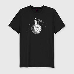Мужская slim-футболка США на луне