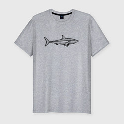 Мужская slim-футболка Акула профиль