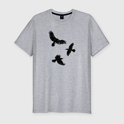 Мужская slim-футболка Птицы черные вороны
