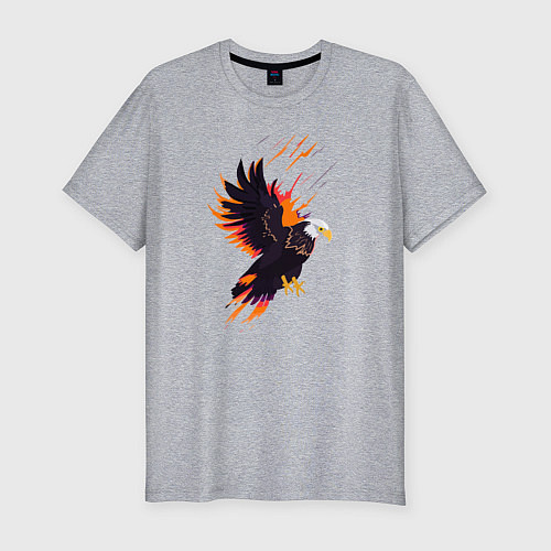 Мужская slim-футболка Орел парящая птица абстракция / Меланж – фото 1