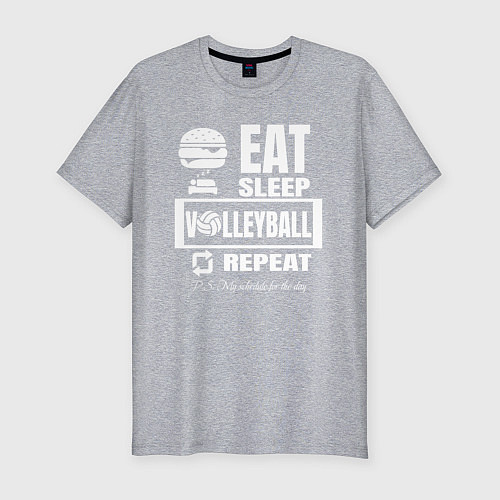 Мужская slim-футболка Волейбол на повторе / Меланж – фото 1