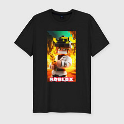 Мужская slim-футболка Roblox fire