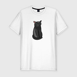 Мужская slim-футболка Кот с пустым взглядом - мем