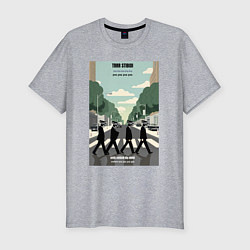 Мужская slim-футболка Skibidi toilet Beatles cameramen