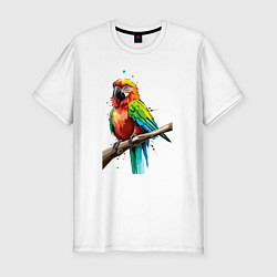 Мужская slim-футболка Попугай какаду