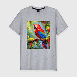 Мужская slim-футболка Яркий красный ара