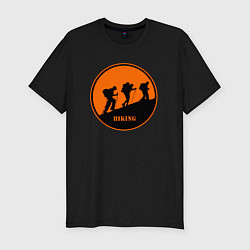 Футболка slim-fit Туристы идущие в гору, цвет: черный