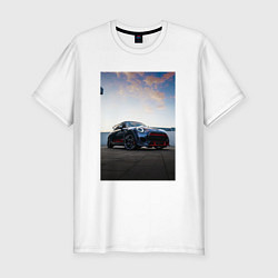Мужская slim-футболка Авто на фоне неба