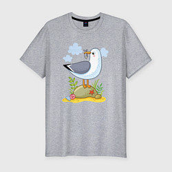 Мужская slim-футболка Чайка с рыбкой