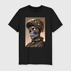 Мужская slim-футболка Cool skull - steampunk - neural network