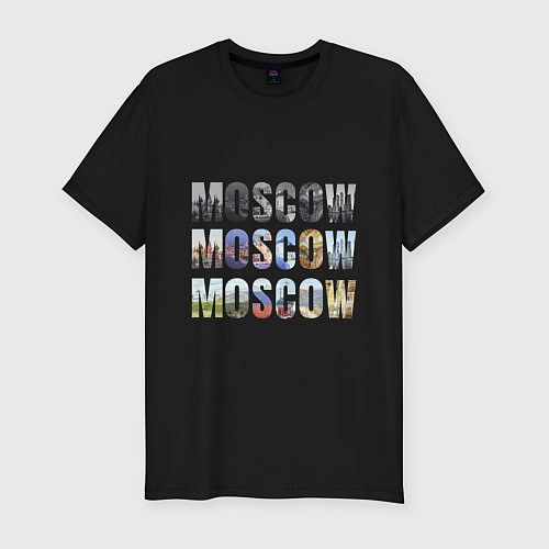Мужская slim-футболка Moscow - Москва / Черный – фото 1