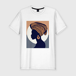 Мужская slim-футболка Африканка в профиль