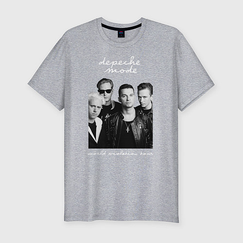 Мужская slim-футболка Depeche Mode World Violation Tour Band / Меланж – фото 1