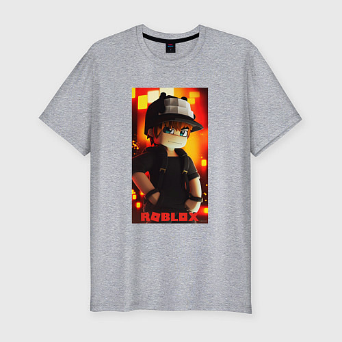 Мужская slim-футболка Roblox fire / Меланж – фото 1