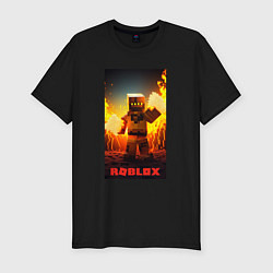 Футболка slim-fit Roblox avatar fire, цвет: черный