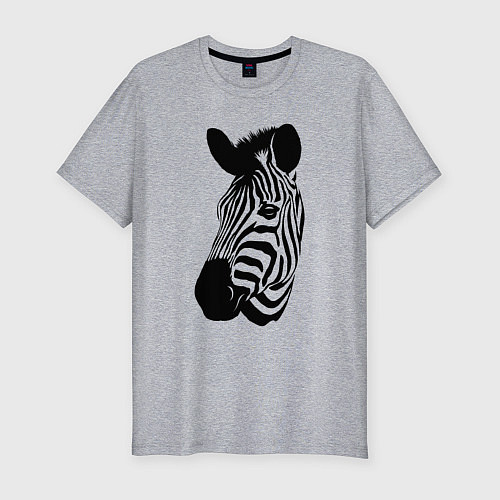 Мужская slim-футболка Голова зебры / Меланж – фото 1