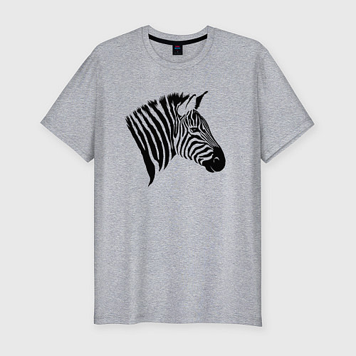 Мужская slim-футболка Голова зебры сбоку / Меланж – фото 1