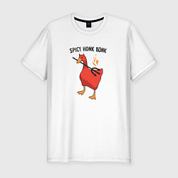 Мужская slim-футболка Spicy honk bonk - Untitled Goose Game